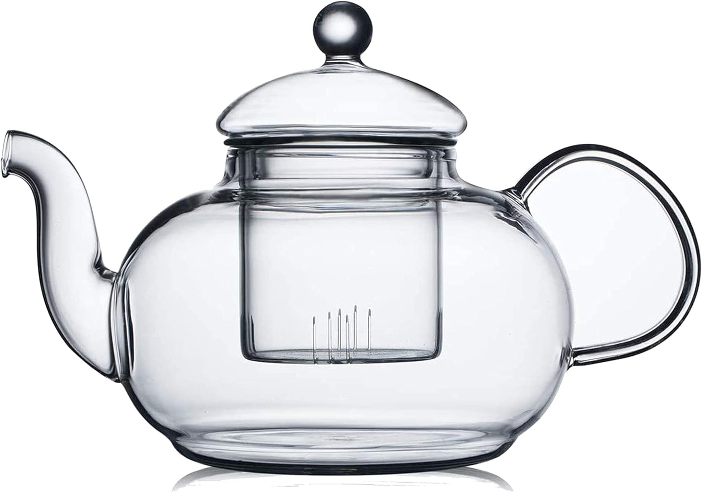 Glass Teapot, Stovetop, Clear Teapot with Removable Infuser, 20.3 Ounces, Loose Leaf Tea and Floral Teapot