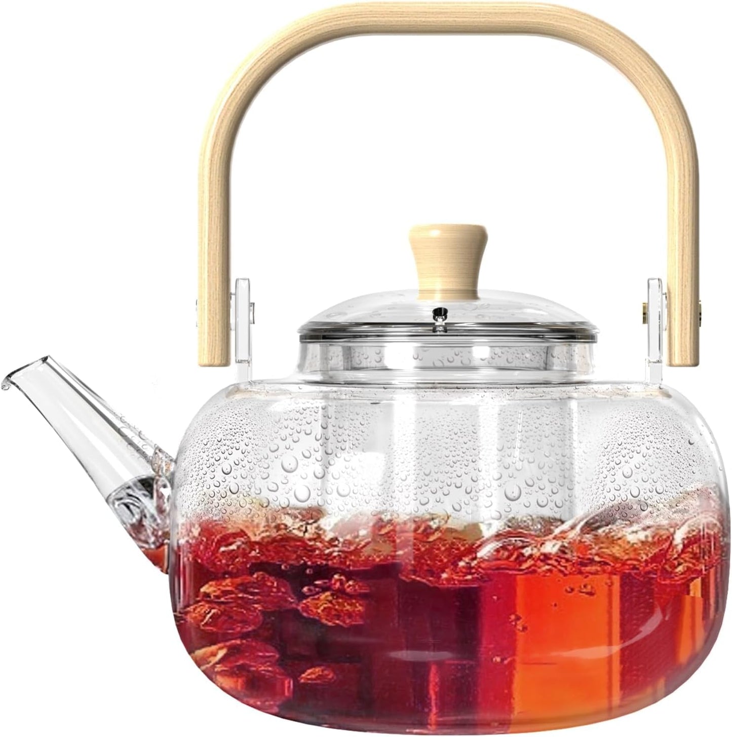 Glass Teapot with Removable Infuser for Stovetop, Glass Teapot 1000ml 33oz, Hand Blown Teapot with Infuser for Loose Tea, Father's Day Gift