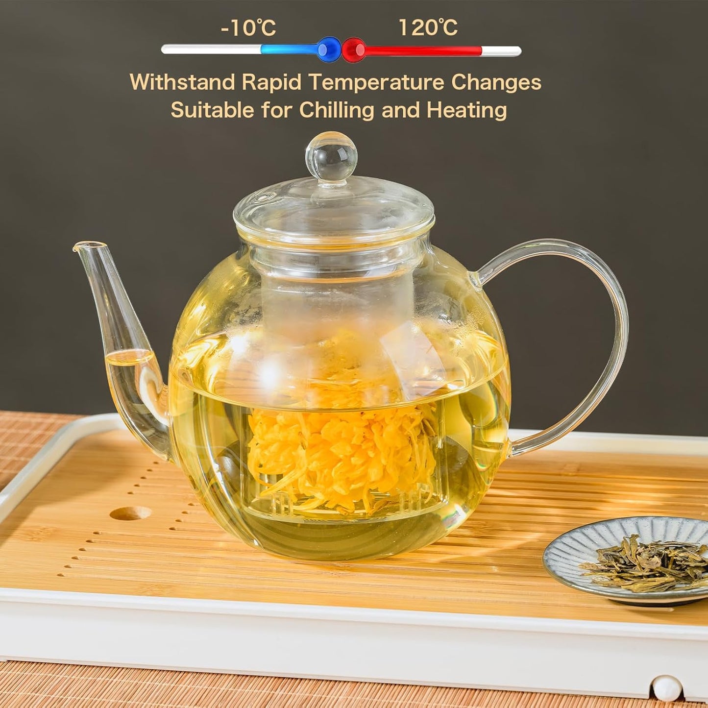 1530ml/52oz Large Glass Teapot with Removable Infuser, Clear Teapot, Stovetop Safe, Suitable for Loose Leaf Tea and Herbal Tea, Unique Father's Day Gift