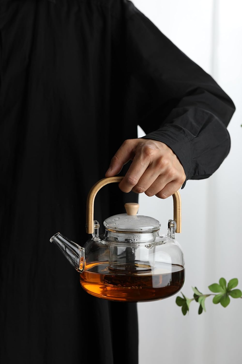 Glass Teapot with Removable Infuser for Stovetop, Glass Teapot 1000ml 33oz, Hand Blown Teapot with Infuser for Loose Tea, Father's Day Gift