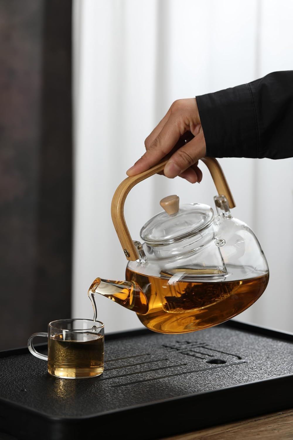 Glass Teapot with Removable Infuser for Stovetop, Glass Teapot 1000ml 33oz, Hand Blown Teapot with Infuser for Loose Tea, Father's Day Gift