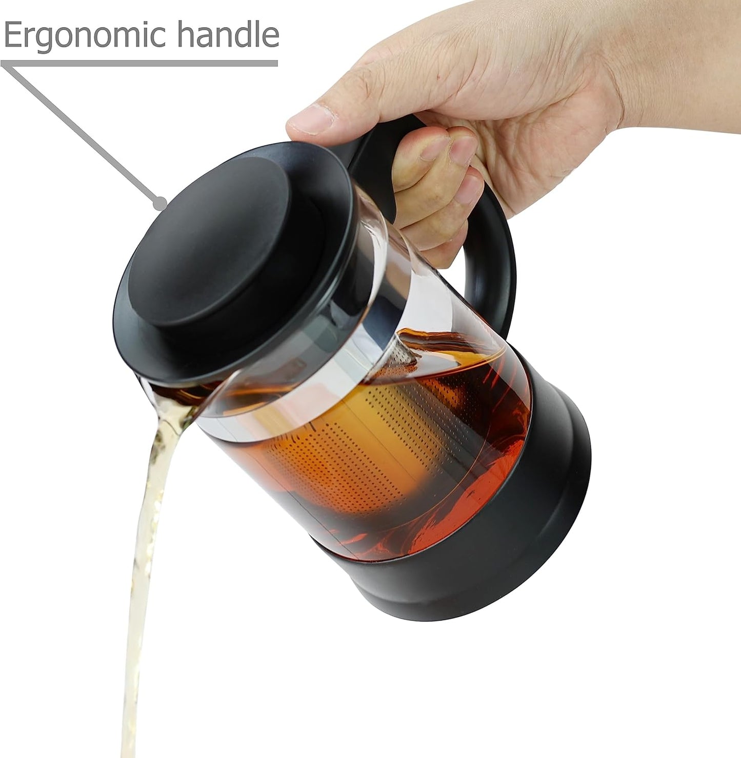 Glass Teapot with Removable Infuser and Heat Resistant Base for Brewing and Serving Herbal Teas, Loose Leaf Teas - 950ml/32oz Capacity