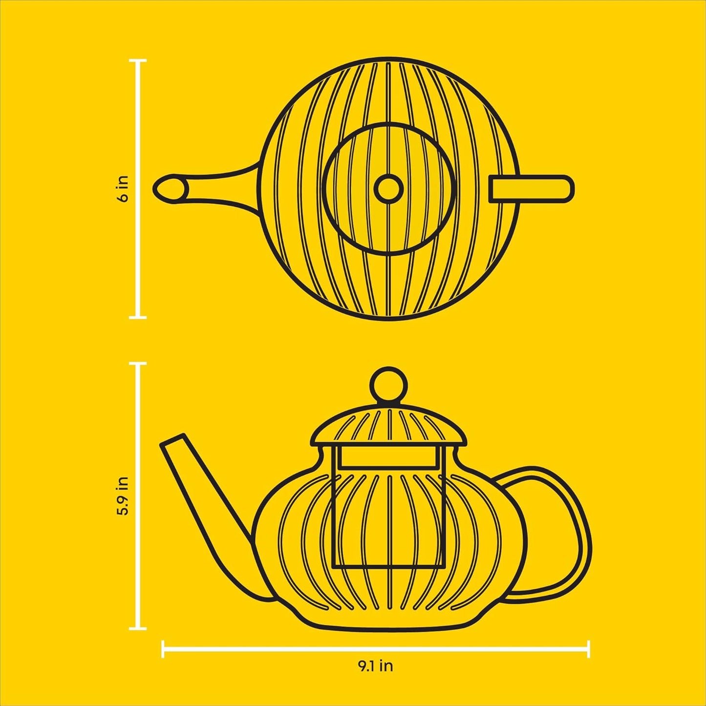 Fluted Glass Teapot Set 34 Ounces, Stovetop Safe Teapot, Borosilicate Clear Pitcher with Removable Glass Infuser, Flower and Loose Leaf Teapot and Infuser