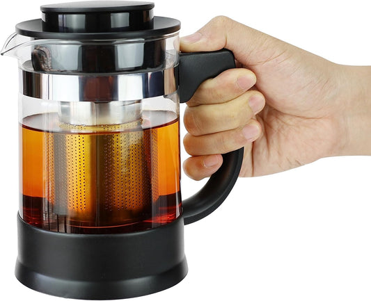 Glass Teapot with Removable Infuser and Heat Resistant Base for Brewing and Serving Herbal Teas, Loose Leaf Teas - 950ml/32oz Capacity